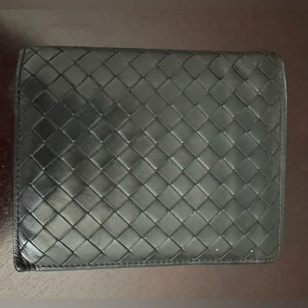 Bottega Veneta Black Intrecciato Leather Bifold Wallet